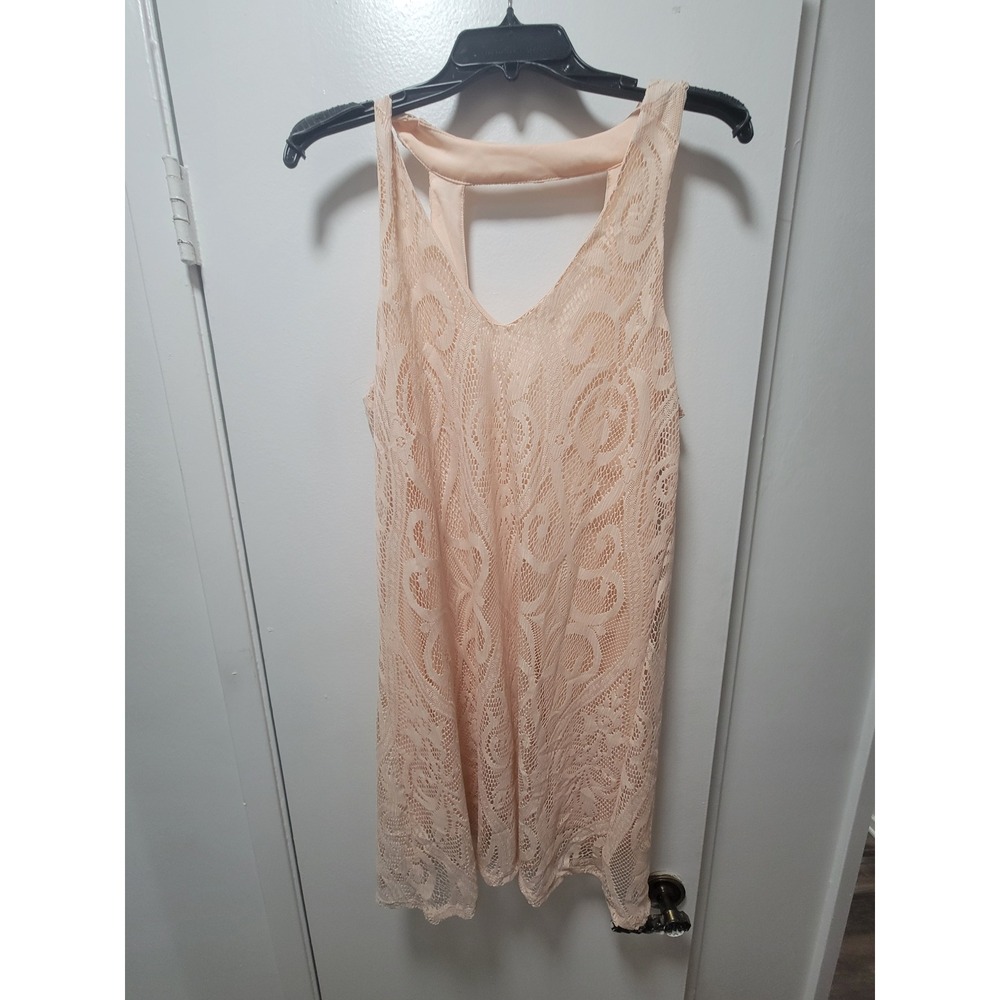 Pink Lace Dress Sleeveless V Neck Party Cocktail Dress Summer